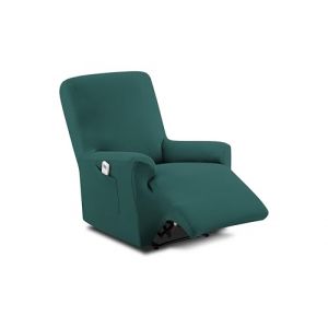 TEXTIL-HOME Housse de Fauteuil Relax 1 Place Extensible TEIDE avec Accoudoirs &ndash; Prot&egrave;ge-Fauteuil Universel &Eacute;lastique, Anti-Taches, Couleur Vert &eacute;meraude (70-110 cm) (textil-home, neuf)