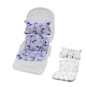 LAT Coussin Poussette Universelle, Réversible Coussin de Siège pour Poussette, Respirant Matelas Poussette Universelle, Reducteur Siege Auto Bebe Universel avec Appuie-tête Amovible (Dinosaure+Girafe) (Little Jump Group, neuf)