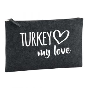 Huuraa trousse de toilette Turkey my love Trousse de toilette cadeau en feutre anthracite 1 litre Turkey my love Pr&eacute;sent (Hellweg Handelsbetrieb Soest, neuf)