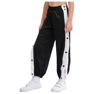 Miaeowve Pantalon de Surv&ecirc;tement &agrave; Bouton-Pression Lat&eacute;ral pour Enfant Gar&ccedil;on Pantalon Boutonn&eacute; &agrave; Ouverture Pantalon Sport Loisirs Jogging Basket-Ball 3-16 Ans Noir 7-8 Ans (Miaeowve, neuf)