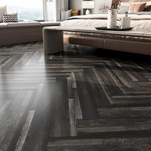 FunStick 90&times;15CM 35 Dalles Adhesives Murales Cuisine Noir Bois Dalle Adhesive Sol PVC Imitation Bois Noir Stickers Carrelage Cuisine Salle de Bain Lavable Vinyle Adhesif Sol PVC Adhesif Dalle Fonc&eacute; (Livelynine Euro, neuf)