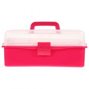 HONITANO Bo&icirc;te de Rangement Portable Translucide en Plastique Rose Fuchsia Organisateur Multifonction pour Outils de Nail Art et Accessoires de Beaut&eacute; Bo&icirc;te Professionnelle L&eacute;g&egrave;re (LUWELI, neuf)