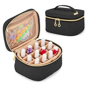 Yarwo Rangement pour 12 Flacons de Vernis à Ongles, Organiseur de Vernis à Ongles, Sac de Transport de Vernis à Ongles, Sac pour Flacons(15ml/0.5 FL.oz) de Vernis à Ongles, Noir (KUNBO EU, neuf)