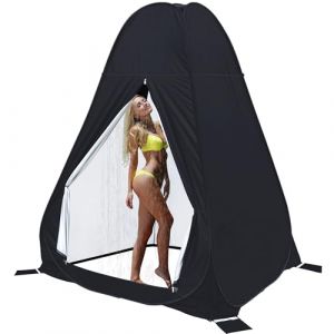 MAXVINI Cabine de Douche Camping Pop Up 213×150×150cm Plus Grande Tente de Douche Camping Portable Tente Douche Toilette Anti-UV WC Privée Tent Waterproof Cabine de Douce pour Le Camp, la Plage-Noir (Fullucky, neuf)
