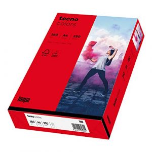 Inapa Tecno Colors Lot de 250 feuilles de papier color&eacute; 160 g/m&sup2; Rouge intense Format A4 (novaStore, neuf)
