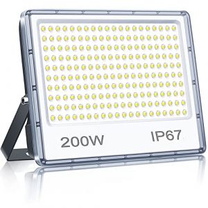 YIQIBRO Projecteur LED Exterieur 200W, 85-265V Spot LED Extérieur Avec Transformateur, 20000LM 6500K Eclairage de Sécurité D'extérieur, IP67 Imperméable Luminaire Pour Terrasse Jardin Stade Usine (CHENXIEU, neuf)
