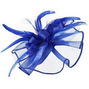 Bandeaux pour garçons et femmes - Chapeau d'église - Clip à plume - Chapeau de mariage - Casquette fonctionnelle pour femme (bleu foncé, taille unique) (⭐⭐⭐⭐⭐Liqingxiu, neuf)