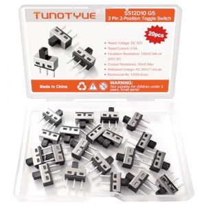 TUNOTYUE 20 Pi&egrave;ces SS12D10G5 Mini Panneau Interrupteur &agrave; Glissi&egrave;re, 1P2T SPDT 3 Broches 2 Positions DC 50V 0.5A Commutateur &agrave; Glissi&egrave;re, pour Appareils D'&eacute;clairage Jouets &Eacute;lectroniques (TUNOTYUE, neuf)