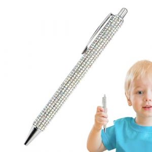 Stylo &agrave; bille paillet&eacute; - Stylo &agrave; bille en strass, &eacute;l&eacute;gant stylo en cristal scintillant | 5,43 x 0,39 pouces Stylo &agrave; bille r&eacute;tractable paillet&eacute;, stylos mignons d&eacute;cor&eacute;s de strass pour femmes, S (ruixjz, neuf)