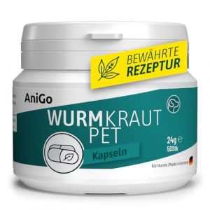 AniGo Lot de 50 g&eacute;lules de vermifuge en PET pour chiens avec v&eacute;ritable vermifuge (Artemisia Absinthium) dans une formule v&eacute;g&eacute;tale &agrave; base de recette, convient pour chiens de toutes races (G&ouml;rges Naturpharma GmbH, neuf)