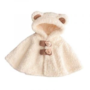 Cape Poncho en Fausse Fourrure pour Tout-Petits 0-3 Ans Manteau d'Hiver Chaud en Peluche Bébé Fille Garçon Cape à Capuche Coupe-vent Poncho Châle de Princesse Vêtements d'extérieur pour Siège Auto (YiluobeiEU, neuf)