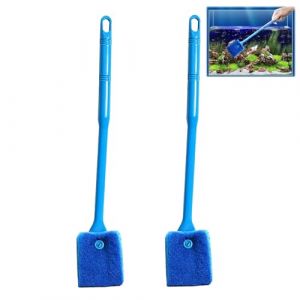 2 Pcs Brosse Eponge de Nettoyage D'aquarium, Eponge Double Face pour Aquarium, Brosse de Nettoyage D'aquarium, Brosse Eponge à Long Manche, Eponge Grattoir à Algues, pour Nettoyage D'aquarium(Bleu) (TCCAEZ, neuf)