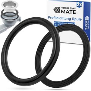 Joint profilé pour écoulement de crépine, 2 pièces, Ø 109 x 88 x 3,7 mm, pour garnitures 3 1/2", compatible avec BLANCO, FRANKE, VIEGA, IKEA, uvm., kit d'étanchéité robinetterie de cuisine (spreewaelder-hofladen, neuf)