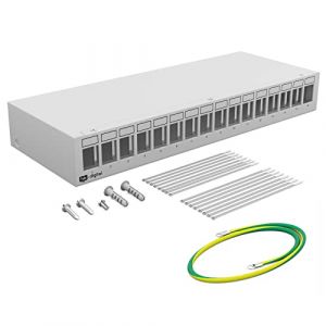 HB-DIGITAL Boîtier de panneau de brassage 16 ports pour modules Keystone : prise RJ45, prise RJ11, IEC mâle/femelle, connecteur F, USB-C USB-A BF/AF, HDMI, borne de borne filetée BNZ, connecteur RCA | (HB-DIGITAL, neuf)