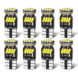 Alopee 8 Pack Non Polaris&eacute; Ampoule W5W LED Anti-Erreur Canbus 12V Blanc pour Plafonnier &Eacute;clairage du Coffre &Eacute;clairage de Plaque D'immatriculatio, Compatible T10 194 168 501 2825-12 Puces SMD 4014 (EU-AMAZENAR Global, neuf)