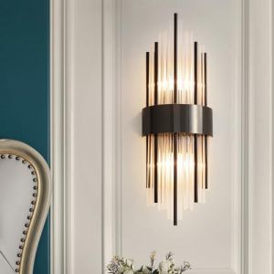 zhxinashu Applique Murale Int&eacute;rieure &agrave; Tube de Verre, Lampes Murales en Verre, Lampes Murales E14, Applique Murale Design, Lampe de Lecture pour le Salon, la Chambre et le Couloir(Noir) (Electronic products, clothing, gardening products, neuf)