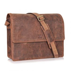 DONBOLSO Sac de Messager New York | Sacoche Homme Bandouliere en Cuir | Mallette en Cuir pour Ordinateur Portable | Sac Bandoulière pour Hommes et Femmes | Sac D'affaires Taille L | Vintage Marron (DONBOLSO, neuf)