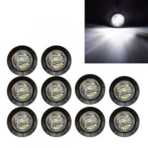 BOOMBOOST Lot de 10 Feux de Position lat&eacute;raux Ronds de 3/4 Pouces pour remorque, 3 LED Feux de Position lat&eacute;raux &eacute;tanches 24 V universels pour Voiture, remorque, Camion, Bus, Van, Blanc (VIGORTHRIVE, neuf)