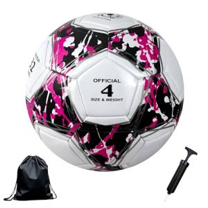 Ballon de Football Taille 5,Foot-Ball Match Entraînement Adolescents Ballon de Football avec Pompe à Air Sac en Filet et Aiguille pour 11 Réguliers D'équipe (Noir et Rouge, Taille 4) (SZKYDGS, neuf)
