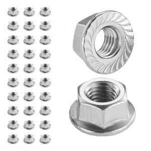 Flewdart 30pcs Ecrou A Embase Crant&eacute;e M5 304 Acier Inoxydable, Ecrou Hexagonal Pour Vis &oslash;5mm Din 6923 / Iso 4161, M6/M8/M10/M12/M14 (M5 30pcs) (ZIHANGEU, neuf)