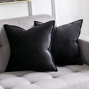 MIULEE Housse de Coussin en Velours Décorative Canapé Bordure Taie d'oreiller Super Doux Decoration Maison Salon Chambre pour Canapé Clic Clac 60 x 60 cm 24"x24",2 pièces Noir (MIULEE HOME, neuf)