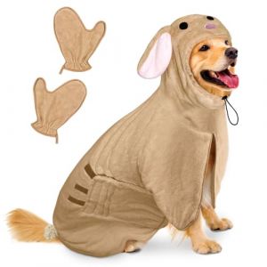 Bibykivn Peignoir pour Chien en Microfibre, Serviette pour Chien Super Absorbante, Lavable Serviette pour Animaux Peignoir de Bain, Réglable Peignoir pour Douche Natation (Lapin, XL) (Bibykivn, neuf)