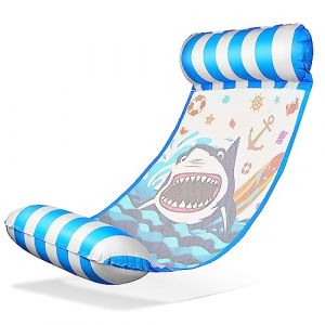 Balinco &ndash; Matelas Hammac Gonflable avec 2 Chambres &agrave; Air et Filet en Nylon pour Piscine &ndash; Matelas Flottant Relax pour Adultes et Enfants &ndash; Accessoire d&rsquo;&Eacute;t&eacute; pour Piscine (Requin Bleu) (Balinco, neuf)