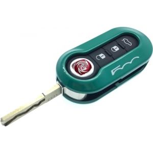 Nordecco Coque de cl&eacute; pour Fiat 500 &ndash; Compatible avec 500, 500C, 500L, Abarth, Grande Punto, Brava, Fiat Panda, Stilo, Linea &ndash; Rabat &agrave; 3 boutons (vert turquoise) (NORDECCO, neuf)
