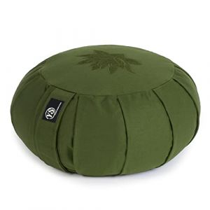Yoga Studio - Coussin de méditation Rond en zafu - Feuille de Lotus - Taille : 36 cm de diamètre (Environ) - 17 cm de Profondeur (Yoga Studio Store, neuf)