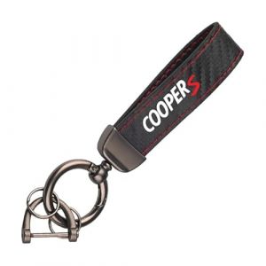 BSWNSJZT Voiture Porte Keychain pour Mini Cooper S One JCW R55 R56 R50 R53 R60 F55 F56, &Eacute;l&eacute;gant et Durable Porte-cl&eacute;s en Cuir de Voiture Fer &agrave; Cheval Boucle Accessoire,R (RCDEDIAN, neuf)
