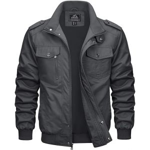 MAGCOMSEN Veste Militaire Homme, Cargo d'extérieur Mi-Saison Pour, Coupe-Vent, Pour le Printemps Décontractée en Coton, Col Montant, Veste de Travail à Poches Multiples (MAGCOMSEN SHOP, neuf)