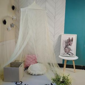 SUAVER Moustiquaire de lit, forme de d&ocirc;me, &agrave; suspendre, pour voyage, ciel de lit, moustiquaire &agrave; mailles fines comme protection contre les moustiques, filet anti-mouches (beige, L) (SUAVER Direct, neuf)