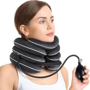AUVON Traction Cervicale Gonflable pour Traction Cervicale avec Conception Décompressive Innovante à Trois Couches de Tailles Différentes, Soulagement Instantané, Minerve Collier Cervicale pour le Cou (AUVON, neuf)