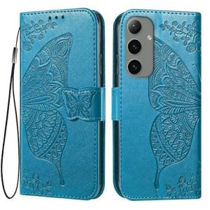 EASSGU Coque pour Samsung Galaxy S24 (6.2" inches) Etui Flip Magn&eacute;tique avec 3 Fentes pour Cartes 1 Portefeuille, Housse - Bleu (EASSGU, neuf)