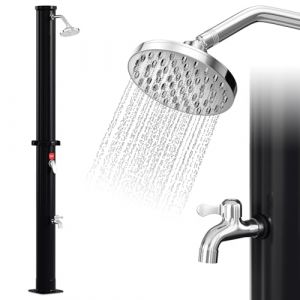 Herrselsam Douche Solaire de Jardin 20 l - Eau Chaude Max. 60 &deg;C - sans &eacute;lectricit&eacute; - Douche de Piscine - Camping avec Douche &agrave; Pieds et pommeau de Douche &agrave; Effet Pluie orientable (Zeguan, neuf)