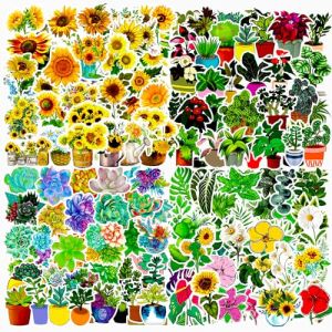 Autocollant 200 Pcs Fleurs et Verdure Stickers Imperméable Vinyle Aesthetic Autocollant Pour Scrapbooking Mug Valise Téléphones Ordinateur Portable Trottinette Boards Frigo Calendriers Livre Cartes (AIRNOGO GmbH, neuf)