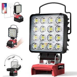 Lampe LED Rechargeable Pour Milwaukee 18V Batterie - LIVOWALNY 48W Projecteur LED Chantier &agrave; Double Interrupteur avec Type C/USB Lampe de Travail Pour Garage, Camping, Chantier (Sans Batterie) (LIVOWALNY-EU, neuf)