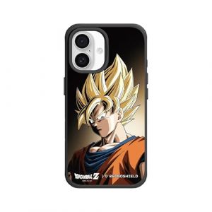 RhinoShield Coque pour [iPhone 16] | SolidX - Coque renforc&eacute;e avec Absorption des Chocs Design Fin Protection Contre Les Chutes de 3,5 m &ndash; Noir [Dragon Ball Z/Goku - Super Saiyan - Dark Edition] (RHINOSHIELD - Evolutive Labs, neuf)
