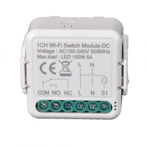Interrupteur Wi-Fi intelligent Jog/Relais sans fil, 1 canal DC 12/24 V AC 100-240 V, application Tuya/t&eacute;l&eacute;commande Smartlife, contact sec, module compatible avec Alexa et Google (1) (lion smart, neuf)