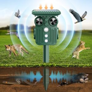 2 in 1 R&eacute;pulsif Ext&eacute;rieur Ultrason Solaire de Animaux, Repulsif Chat, Repulsif Taupe, R&eacute;pulsif Serpent, R&eacute;pulsif Pigeon etc. Charge Solaire et USB, Imperm&eacute;Able, pour Jardin, Cours, Fermes, Champs (FeelNeedy Direct, neuf)