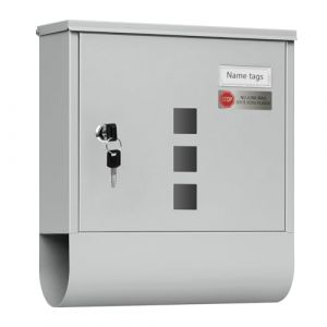 WOLTU Boîte aux Lettres, Boîte Postale avec Porte-Journaux, Fenêtre Transparente, Porte-Nom, Verrouillable avec 2 Clés, Moderne, Gris, 30,5x9x33,5cm (WOLTU GmbH, neuf)