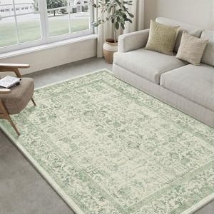 HUGEAR Vert Tapis De Salon Lavable en Machine Tapis Chambre Adulte Grand Tapis Salon 150x210cm Doux Vintage Descente de Lit AntidéRapant Decoration Chambrel Manger (RONGBEN, neuf)