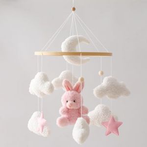 Promise Babe Baby Mobile Lit B&eacute;b&eacute; Support en bois Mobile Lit B&eacute;b&eacute; Support Table &agrave; langerBaby Bo&icirc;te &agrave; musique Nuages blancs Lune rose Lapin Pendentif Mobile Chambre B&eacute;b&eacute; (Best for baby, neuf)