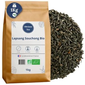 Th&eacute; Fum&eacute; Lapsang Souchong Bio - Th&eacute; Noir Vegan en Vrac, 100% Naturel, Sans OGM - Agriculture Biologique - Conditionn&eacute; en France - Sachet 1 kg (500 Tasses) (Obvious Tea, neuf)