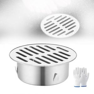 Générique Siphon de Sol Rond en Acier Inoxydable, 40/50/60/90/125/160/200mm Grille Caniveau Anti-blocag, Couvercles de Drain Evacuation Eau Exterieur(180mm/7.1in) (SYJSM, neuf)