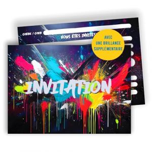 Edition Colibri Cartes d&rsquo;invitation peinture &ndash; 10 cartes A6 &agrave; remplir | Invitations color&eacute;es pour anniversaire enfant, f&ecirc;te artistique, gar&ccedil;on, fille (Edition Colibri, neuf)