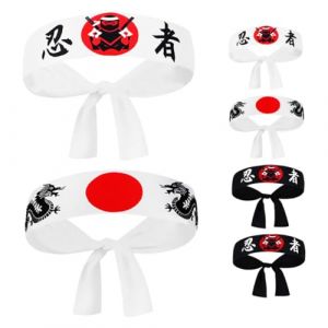 Warmhm 6 Pi&egrave;ces Bandes Japonaises Pour Et Ninjas Accessoires De Sushi Costume De Bandeau De Kungfu Costume Japonais Pour Hommes Bandeau De Karat&eacute; Japonais (Demetrius Rick, neuf)