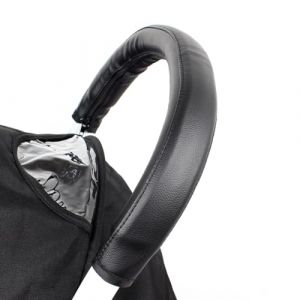 Housse de Poignée de Poussette Universelle, 2 Pcs Couvercles de Poignée de l'accoudoir de la Poussette, Accessoires de Poussette Poignée PU Housse, avec Zipper Amovible Etanche, Noir (TQP CADEAU SARL, neuf)
