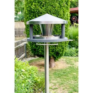 LicusDesign Mangeoire à oiseaux avec support en acier inoxydable résistant aux intempéries – Mangeoire stable pour l'extérieur moderne en métal – Station de nourrissage – Mangeoire pour oiseaux sur (brandXpand GmbH, neuf)