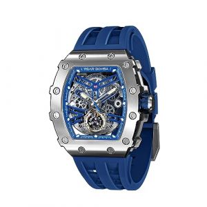 TSAR BOMBA Montre de Luxe pour Homme Montres automatiques Homme Étanche à 50 m Mouvement mécanique Japonais Tonneau Boîtier en Acier Inoxydable Verre Saphir Montre Visage Cool Unique Mode Cadeau (SAPPHERO L'Atelier du Temps, neuf)